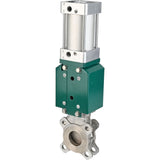 Vanne à guillotine Elephant GVKR3131E-2W-Fb-2P, matériau du corps - acier inoxydable AISI 304, matériau du couteau - acier inoxydable AISI 304, joint - EPDM, actionneur pneumatique