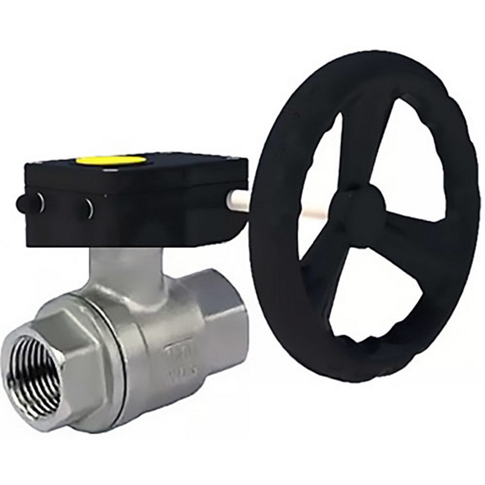 Válvula de bola de acero inoxidable Elephant kshmp316-elephant-ham, material del cuerpo - acero inoxidable AISI 316, material de la bola - acero inoxidable AISI 316, sello - PTFE, operada por engranajes