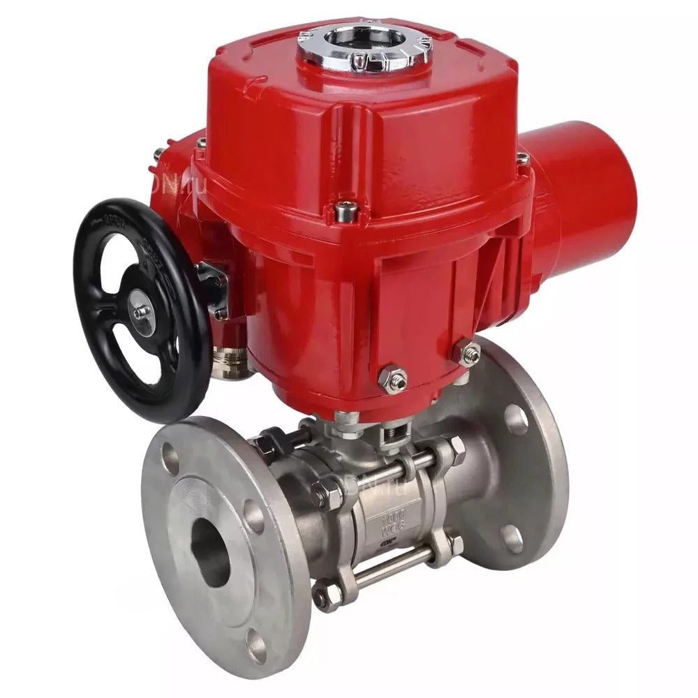 Ball valves Elephant BV3232P(3pc)-FP-F-ISO-H DN65-100 25/40 bar flanged with ISO flange, body - 316 stainless steel, full bore, seal - PTFE, with a quarter-turn electric drive Elephant QT-EX-EM-O2-220VAC-U1