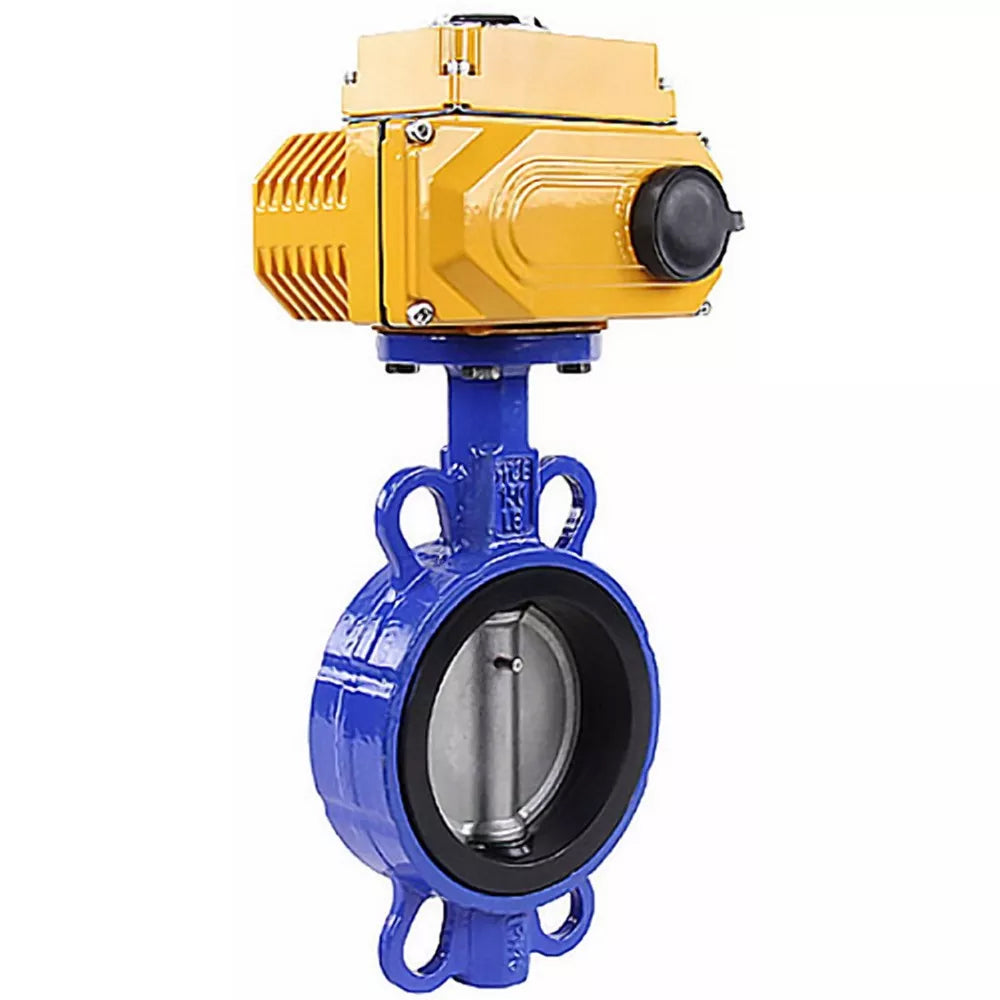 Vanne papillon d'eau Elephant WBV3432V-2W-Fb-H, matériau du corps - acier au carbone, matériau du disque - acier inoxydable AISI 316L, joint - Viton, avec actionneur électrique QT-N-060EM-A1-220VAC-U1