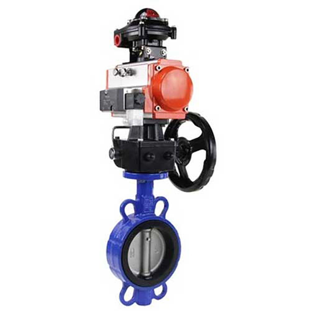 Válvula de mariposa de agua Elephant ggg50-316l-epdm-elephant-da-4m310-24v-hdm-apl210n, material del cuerpo - fundición GGG50, material del disco - acero inoxidable AISI 316L, sello - EPDM, actuador neumático operado
