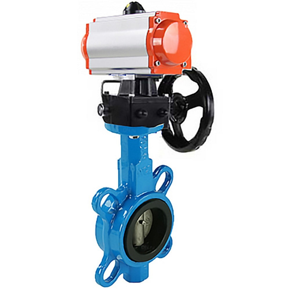 Válvula de mariposa de agua Elephant gg25-316l-nbr-elephant-da-hdm, material del cuerpo - fundición GG25, material del disco - acero inoxidable AISI 316L, sello - NBR, actuador neumático operado