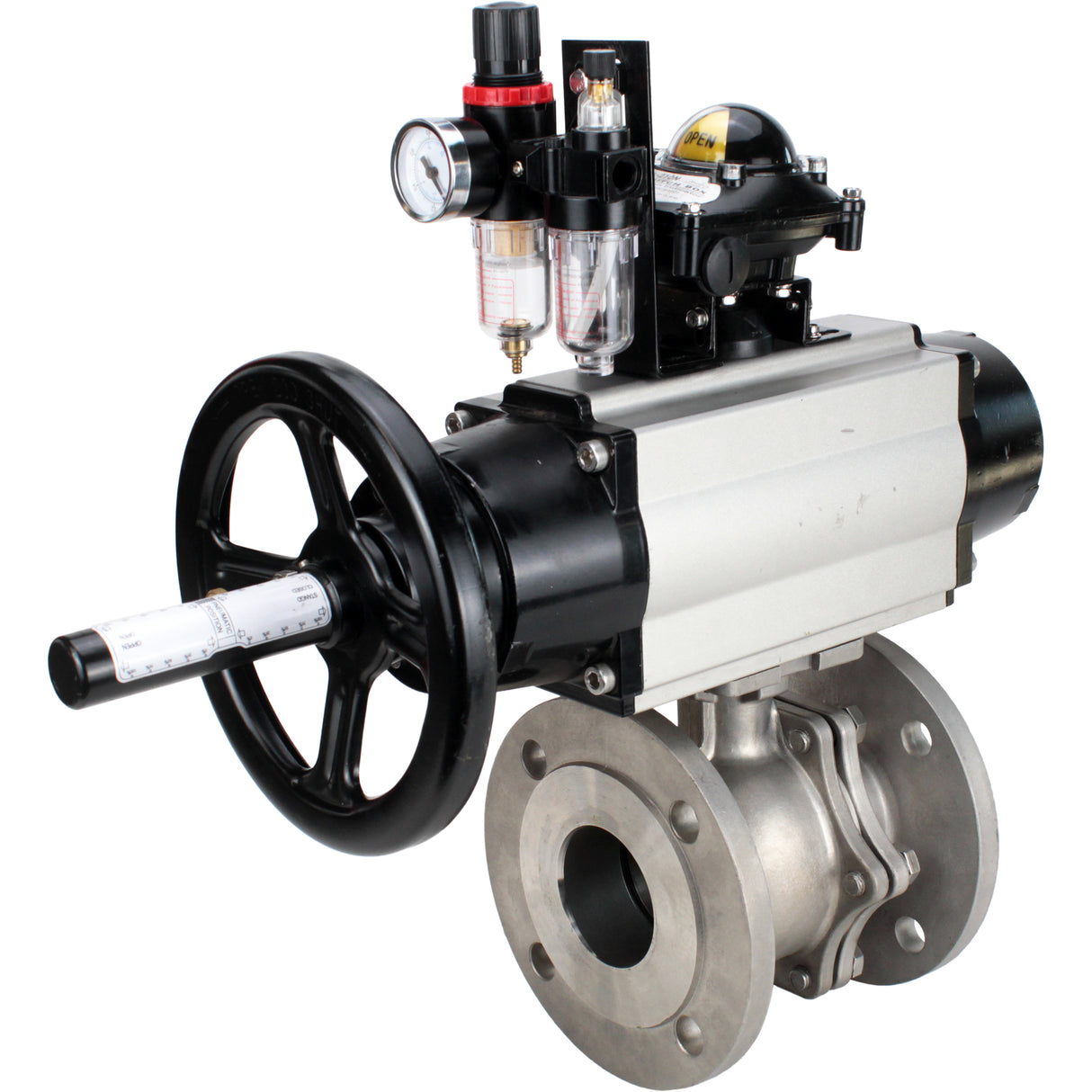 Ball valves Elephant BV3232P(2pc)-FP-F-ISO-H DN80-100 16 bar, full bore flanged, stainless steel SS316, seal - PTFE, with pneumatic actuator PA-DA-105-1 double acting, with pneumatic distributor 4M310-08 24V , with LSU APL-210N, with ATU AFC2000
