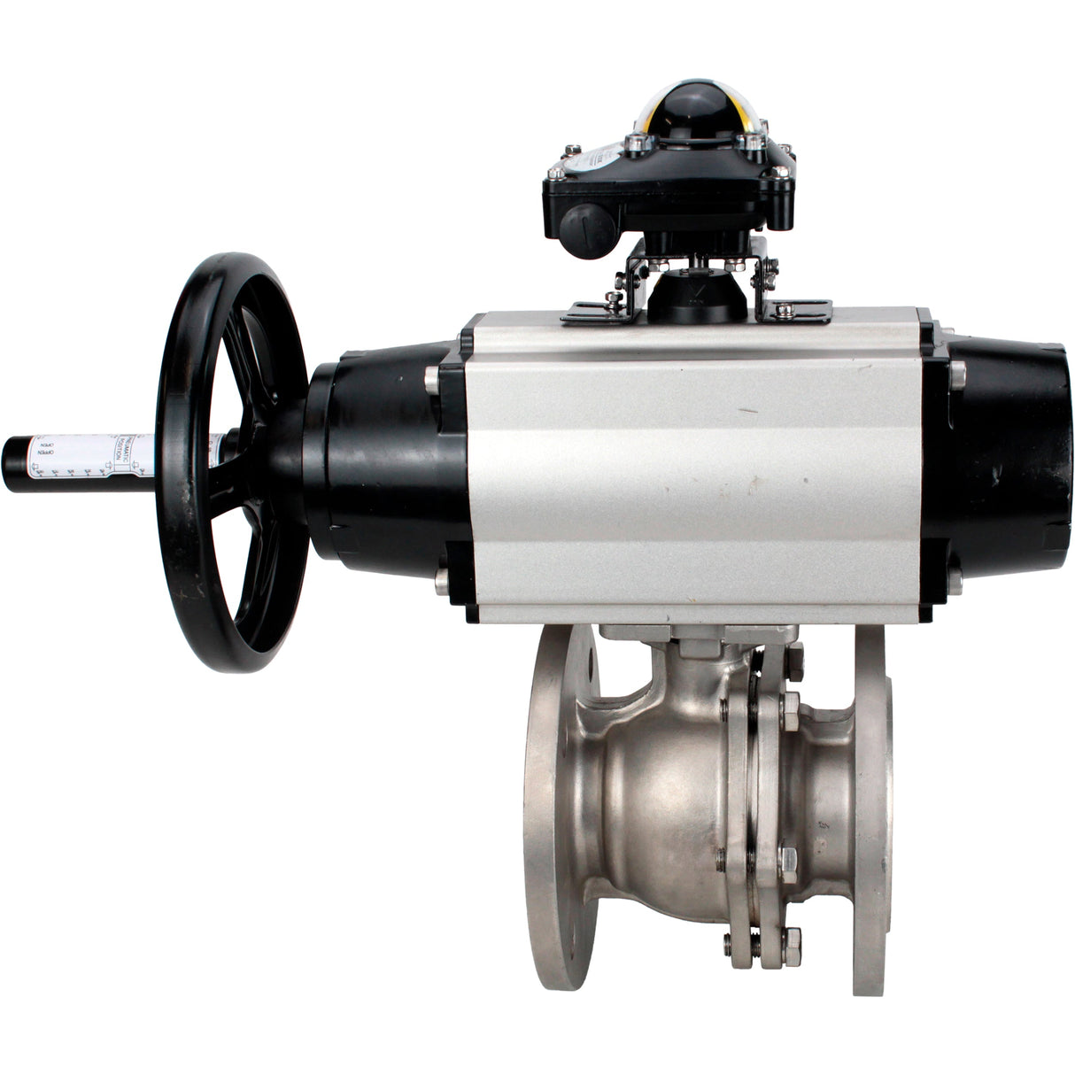 Ball valves Elephant BV3232P(2pc)-FP-F-ISO-H DN80-100 16 bar, full bore flanged, stainless steel SS316, seal - PTFE, with pneumatic actuator PA-DA-105-1 double acting, with pneumatic distributor 4M310-08 220V , with LSU APL-210N