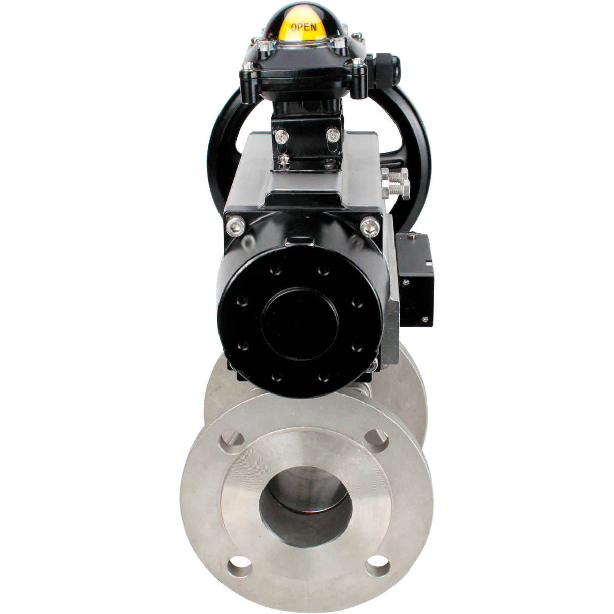Ball valves Elephant BV3232P(2pc)-FP-F-ISO-H DN80-100 16 bar, full bore flanged, stainless steel SS316, seal - PTFE, with pneumatic actuator PA-DA-105-1 double acting, with pneumatic distributor 4M310-08 220V , with LSU APL-210N