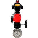 Válvula de bola de acero inoxidable Elephant BVсFP.316.200 PSI232, paso completo, brida compacta, actuador neumático Elephant DA de doble efecto, control manual HDM, distribuidor neumático 4M310-08 220 V, bloque de interruptores de límite APL-410N EX
