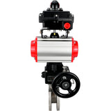 Válvula de bola de acero inoxidable Elephant BVсFP.316.200 PSI232, paso completo, brida compacta, actuador neumático Elephant DA de doble efecto, control manual HDM, distribuidor neumático 4M310-08 220 V, bloque de interruptores de límite APL-410N EX