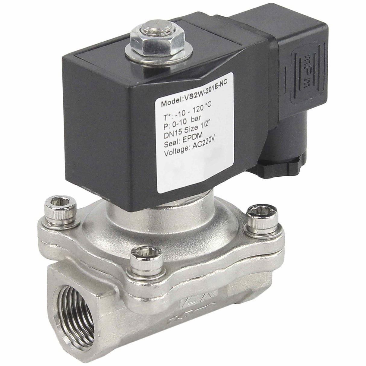 Electroválvula eléctrica de acción directa de dos vías normalmente cerrada Elephant VS2W-201E-NC EPDM 24V, material del cuerpo - acero inoxidable AISI 304, junta - EPDM