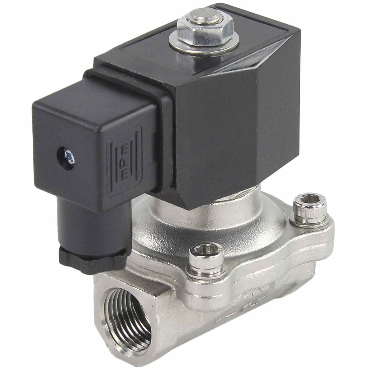 Electroválvula eléctrica de acción directa de dos vías normalmente cerrada Elephant VS2W-201V-NC VITON 24V, material del cuerpo - acero inoxidable AISI 304, junta - Viton