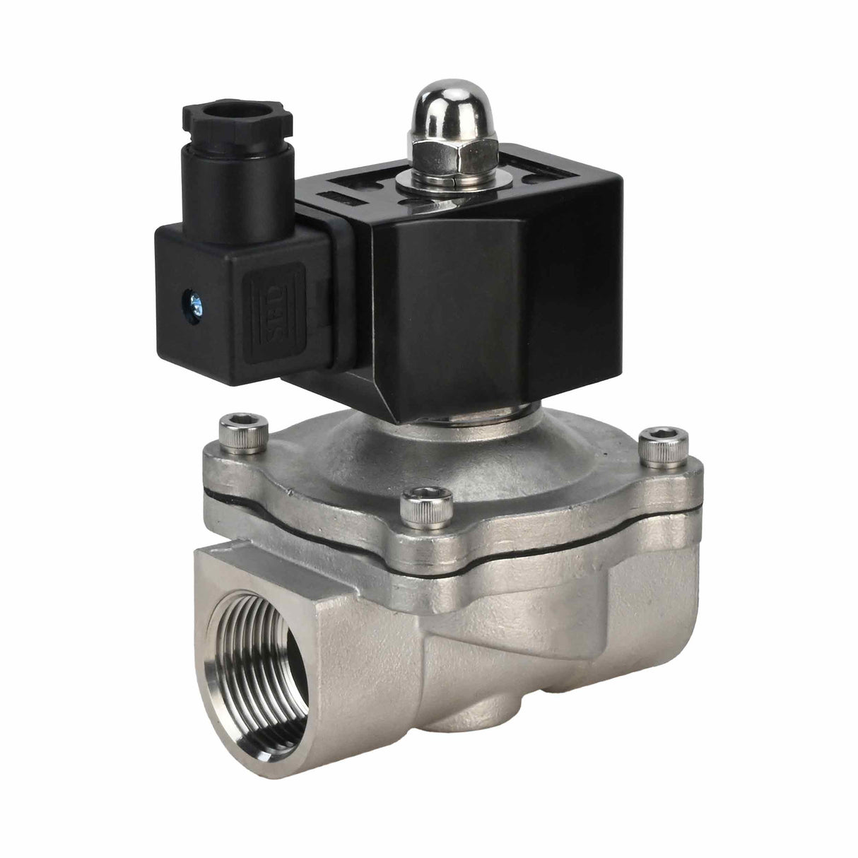 Electroválvula eléctrica de acción directa de dos vías normalmente abierta Elephant VS2W-301V-NO VITON 24V, material del cuerpo - acero inoxidable AISI 304, junta - VITON