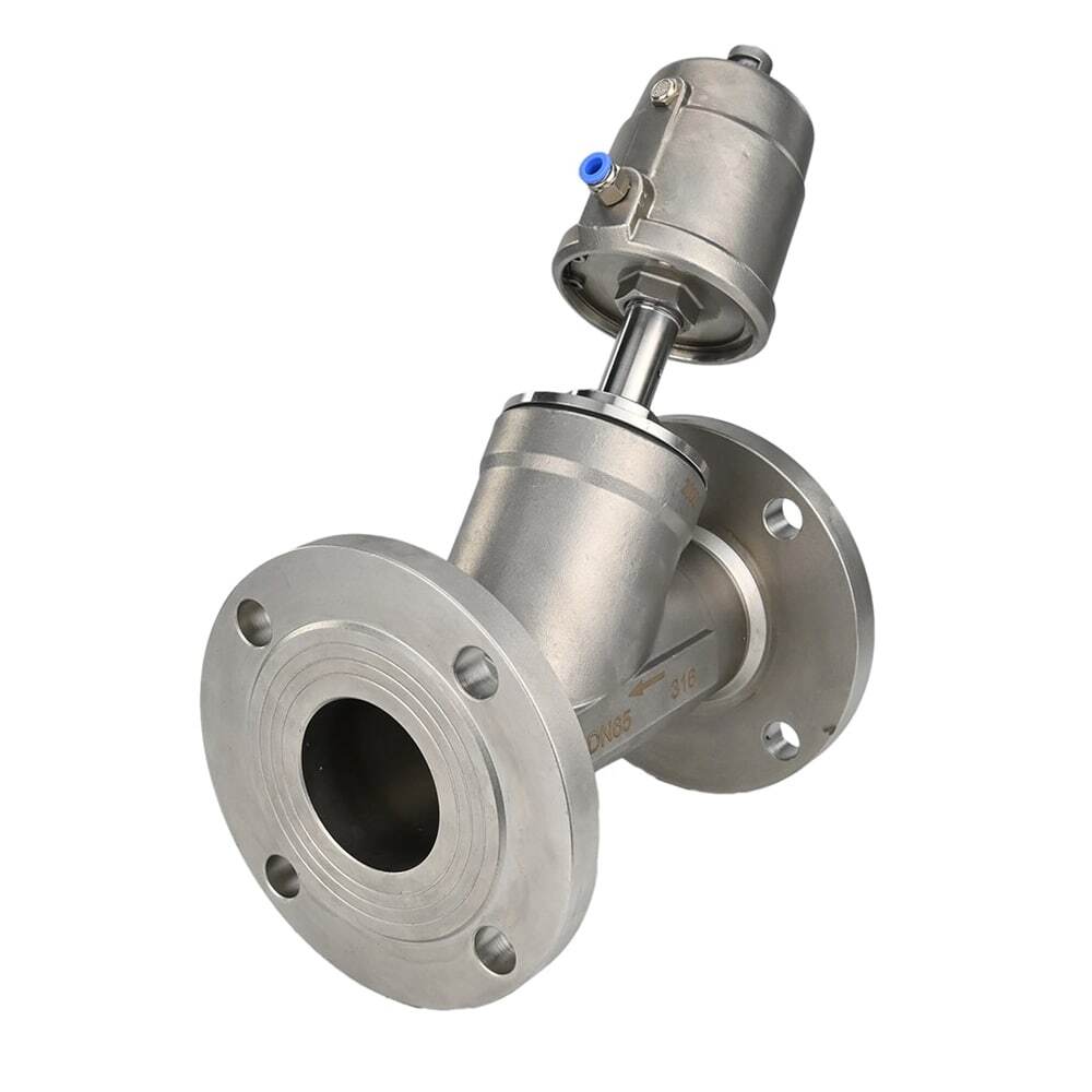 Válvula neumática Elephant VS3232PV-F-1PNC PSI232, material del cuerpo - acero inoxidable AISI 316, bridada, en forma de Y