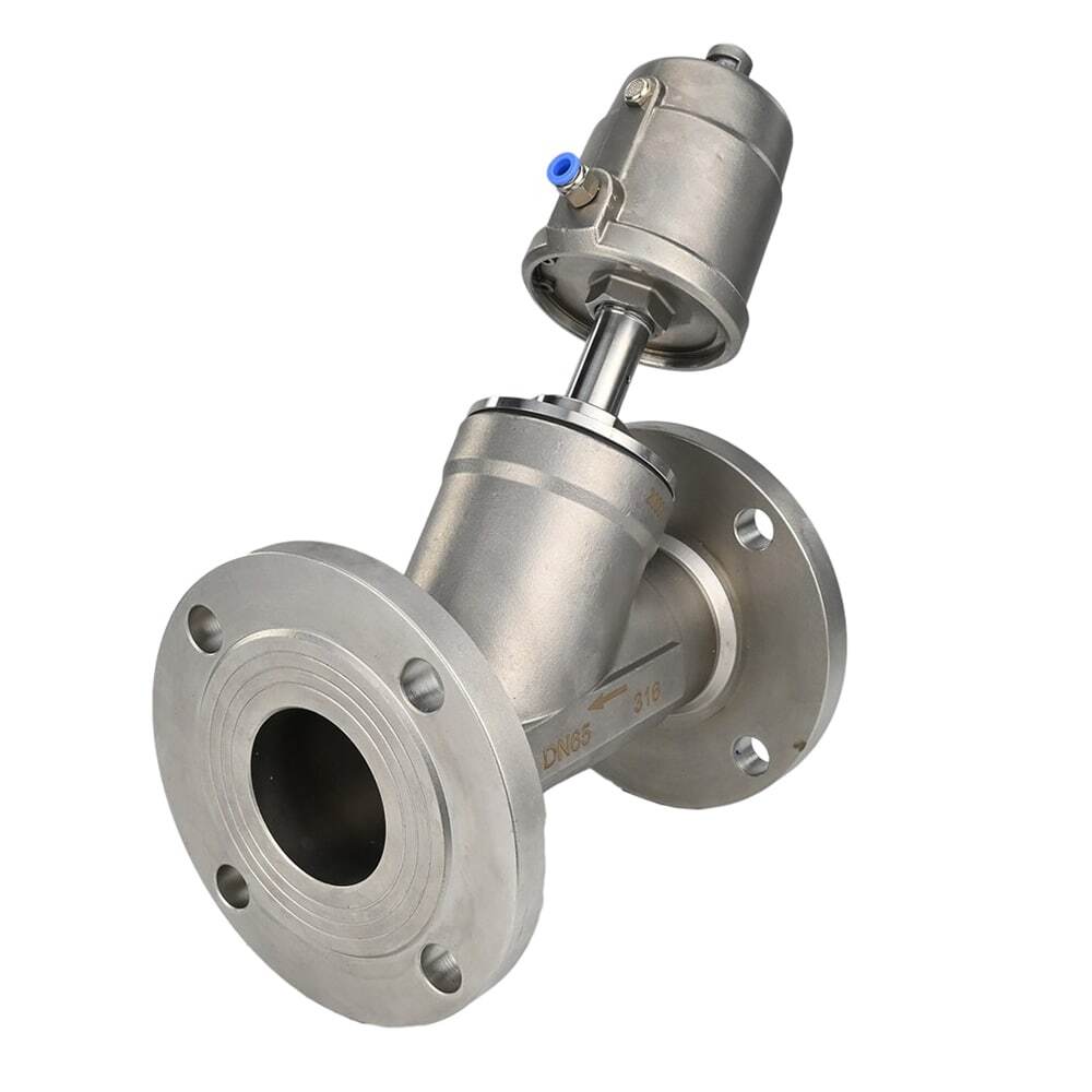 Válvula neumática Elephant VS3232PV-F-1PNC PSI232, material del cuerpo - acero inoxidable AISI 316, bridada, en forma de Y