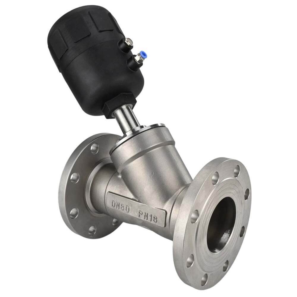 Válvula neumática Elephant VS324PV-F-1PNC PSI232, material del cuerpo: acero inoxidable CF8M, brida, forma de Y