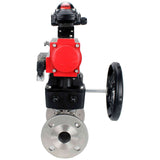 Válvula de bola de acero inoxidable Elephant ksfpt-316-180-da-4m310-24v-apl210n-hdm, material del cuerpo - acero inoxidable AISI 316, material de la bola - acero inoxidable AISI 316, sello - PTFE, actuador neumático operado