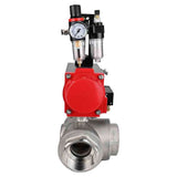 Válvula de bola de acero inoxidable Elephant 3h-l-rpss316200mm-iso-pnevpr-sa-rasp-110/220v-bpv, material del cuerpo - acero inoxidable AISI 316, material de la bola - acero inoxidable AISI 316, junta - PTFE, accionamiento por actuador neumático