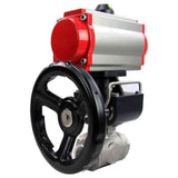 Válvula de bola de acero inoxidable Elephant 3h-l-rpss316200mm-iso-pnevpr-da-rasp-24v-hdm, material del cuerpo - acero inoxidable AISI 316, material de la bola - acero inoxidable AISI 316, sello - PTFE, actuador neumático operado