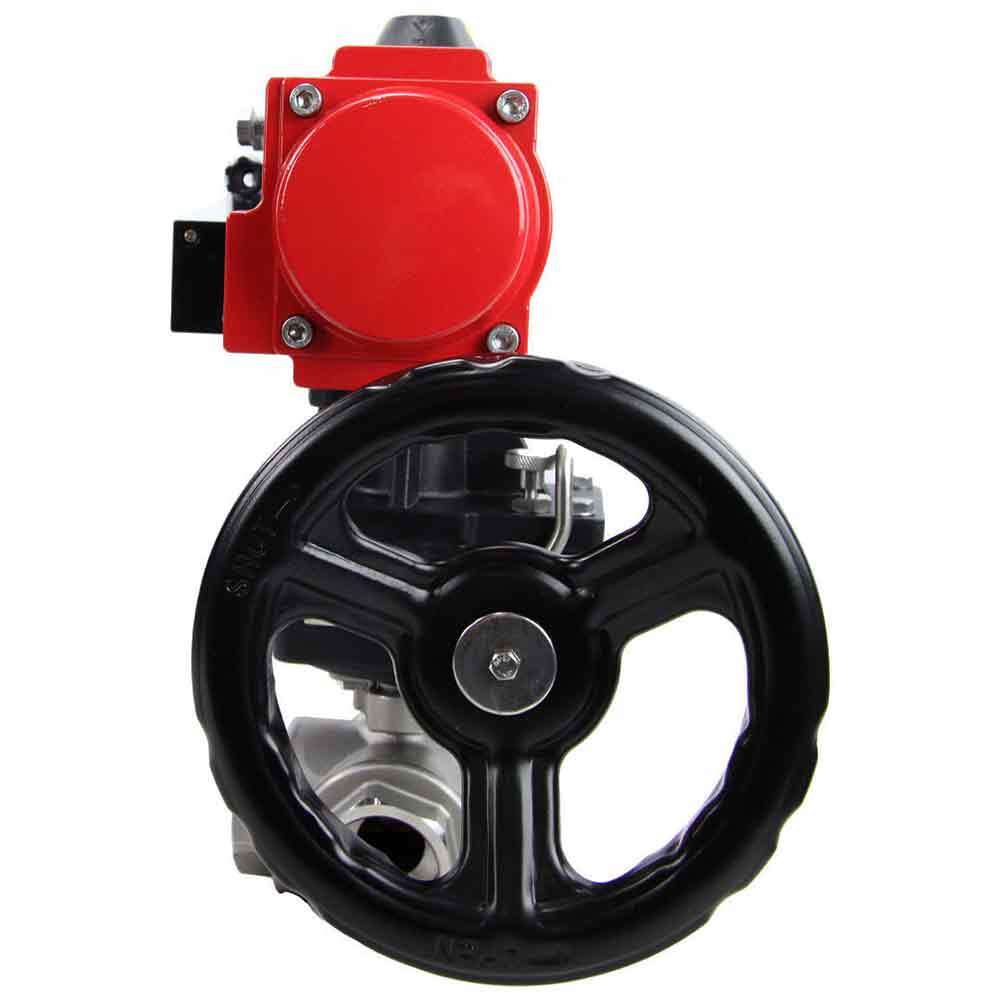 Válvula de bola de acero inoxidable Elephant 3h-l-rpss316200mm-iso-pnevpr-da-rasp-24v-hdm, material del cuerpo - acero inoxidable AISI 316, material de la bola - acero inoxidable AISI 316, sello - PTFE, actuador neumático operado