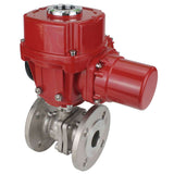 Válvula de bola de acero inoxidable Elephant BVFP.316.200 232 PSI, material del cuerpo: acero inoxidable AISI 316, bridada, paso completo, con actuador eléctrico de cuarto de vuelta Elephant QT-W (M) EX 220V