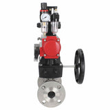 Válvula de bola de acero inoxidable Elephant ksfpt-304-180-da-4m310-110/220v-apl210n-hdm-afc2000, material del cuerpo - acero inoxidable AISI 304, material de la bola - acero inoxidable AISI 304, sello - PTFE, actuador neumático operado