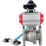 Ball valves Elephant BV3232P(2pc)-FP-F-ISO-H DN15-300 16 bar/16, full bore flanged, stainless steel SS316, seal - PTFE, with pneumatic actuator PA-SA with return springs, with pneumatic distributor 4V320-08 220V, with LSU APL-210N
