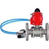Vannes à boisseau sphérique Elephant BV3232P(3pc)-FP-F-ISO-H 16 bar, trois pièces à passage intégral à brides, acier inoxydable SS304, joint - PTFE, avec actionneur pneumatique PA-SA avec ressorts de rappel, avec distributeur pneumatique 4V320-08 220V