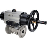 Ball valves Elephant BV3232P(3pc)-FP-F-ISO-H DN65-80 16 bar, three-piece full bore flanged, stainless steel SS304, seal - PTFE, with pneumatic actuator PA-DA-105-1 double acting, with pneumatic distributor 4M310-08 220V