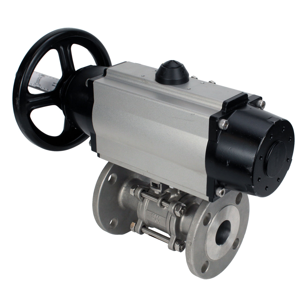 Ball valves Elephant BV3131P(3pc)-FP-F-ISO-H DN65-80 16 bar, three-piece full bore flanged, stainless steel SS304, seal - PTFE, with pneumatic actuator PA-DA-105-1 double acting, with pneumatic distributor 4M310-08 220V