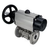 Ball valves Elephant BV3232P(3pc)-FP-F-ISO-H DN65-80 16 bar, three-piece full bore flanged, stainless steel SS304, seal - PTFE, with pneumatic actuator PA-DA-105-1 double acting, with pneumatic distributor 4M310-08 220V