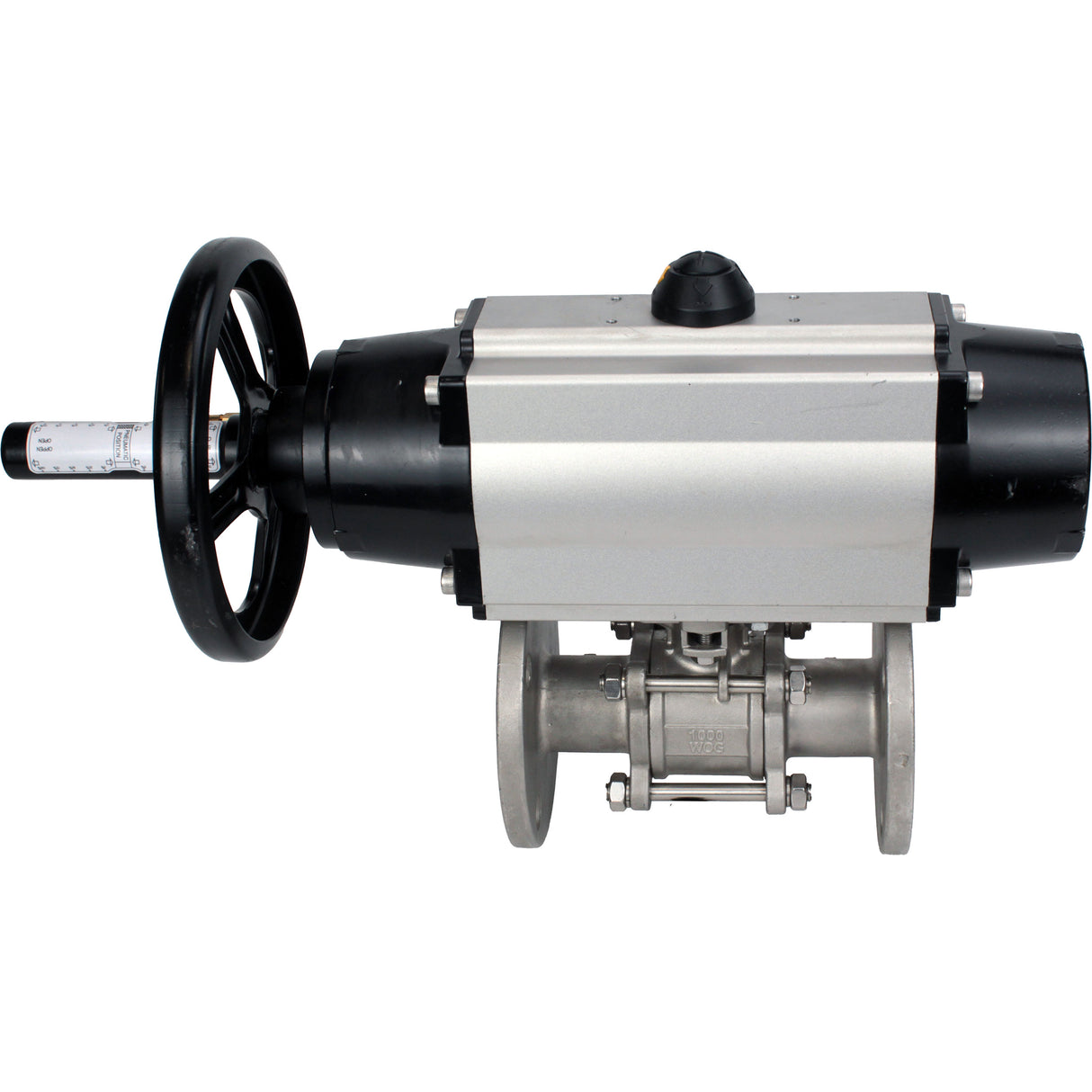 Ball valves Elephant BV3131P(3pc)-FP-F-ISO-H DN65-80 16 bar, three-piece full bore flanged, stainless steel SS304, seal - PTFE, with pneumatic actuator PA-DA-105-1 double acting, with pneumatic distributor 4M310-08 220V