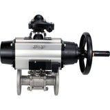 Ball valves Elephant BV3131P(3pc)-FP-F-ISO-H DN65-80 16 bar, three-piece full bore flanged, stainless steel SS304, seal - PTFE, with pneumatic actuator PA-DA-105-1 double acting, with pneumatic distributor 4M310-08 220V, with LSU APL-210N