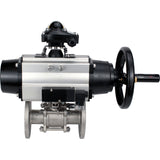 Ball valves Elephant BV3232P(3pc)-FP-F-ISO-H DN65-80 16 bar, three-piece full bore flanged, stainless steel SS304, seal - PTFE, with pneumatic actuator PA-DA-105-1 double acting, with pneumatic distributor 4M310-08 24V, with LSU APL-210N