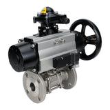 Ball valves Elephant BV3131P(3pc)-FP-F-ISO-H DN65-80 16 bar, three-piece full bore flanged, stainless steel SS304, seal - PTFE, with pneumatic actuator PA-DA-105-1 double acting, with pneumatic distributor 4M310-08 220V, with LSU APL-210N