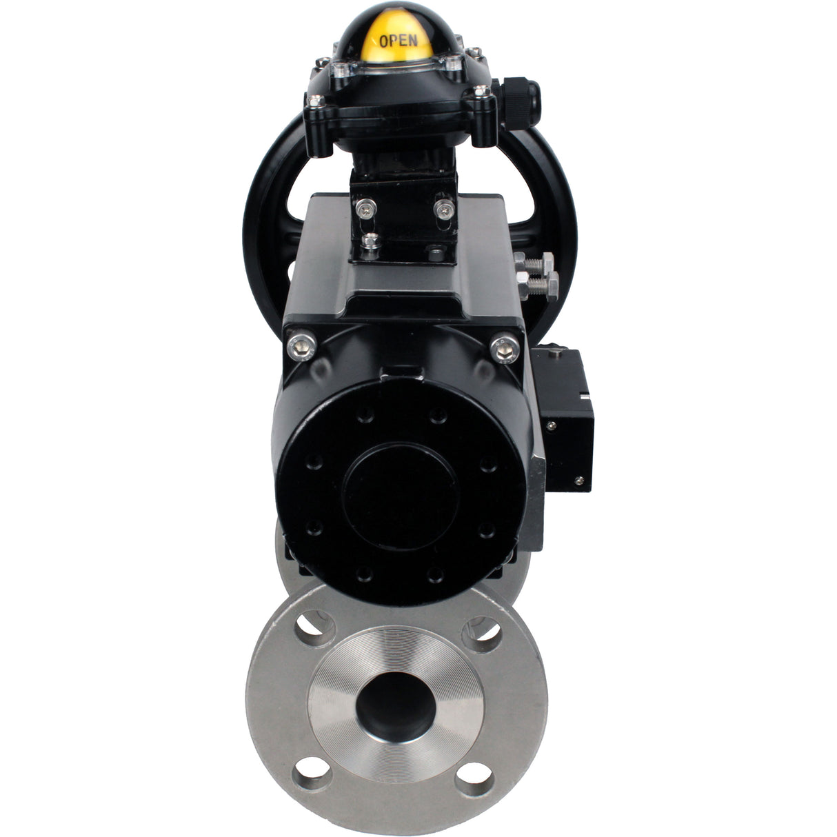Ball valves Elephant BV3131P(3pc)-FP-F-ISO-H DN65-80 16 bar, three-piece full bore flanged, stainless steel SS304, seal - PTFE, with pneumatic actuator PA-DA-105-1 double acting, with pneumatic distributor 4M310-08 220V, with LSU APL-210N