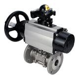 Ball valves Elephant BV3232P(3pc)-FP-F-ISO-H DN65-80 16 bar, three-piece full bore flanged, stainless steel SS304, seal - PTFE, with pneumatic actuator PA-DA-105-1 double acting, with pneumatic distributor 4M310-08 220V, with LSU APL-210N