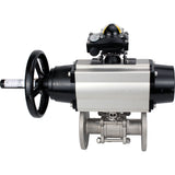Ball valves Elephant BV3232P(3pc)-FP-F-ISO-H DN65-80 16 bar, three-piece full bore flanged, stainless steel SS304, seal - PTFE, with pneumatic actuator PA-DA-105-1 double acting, with pneumatic distributor 4M310-08 220V, with LSU APL-210N