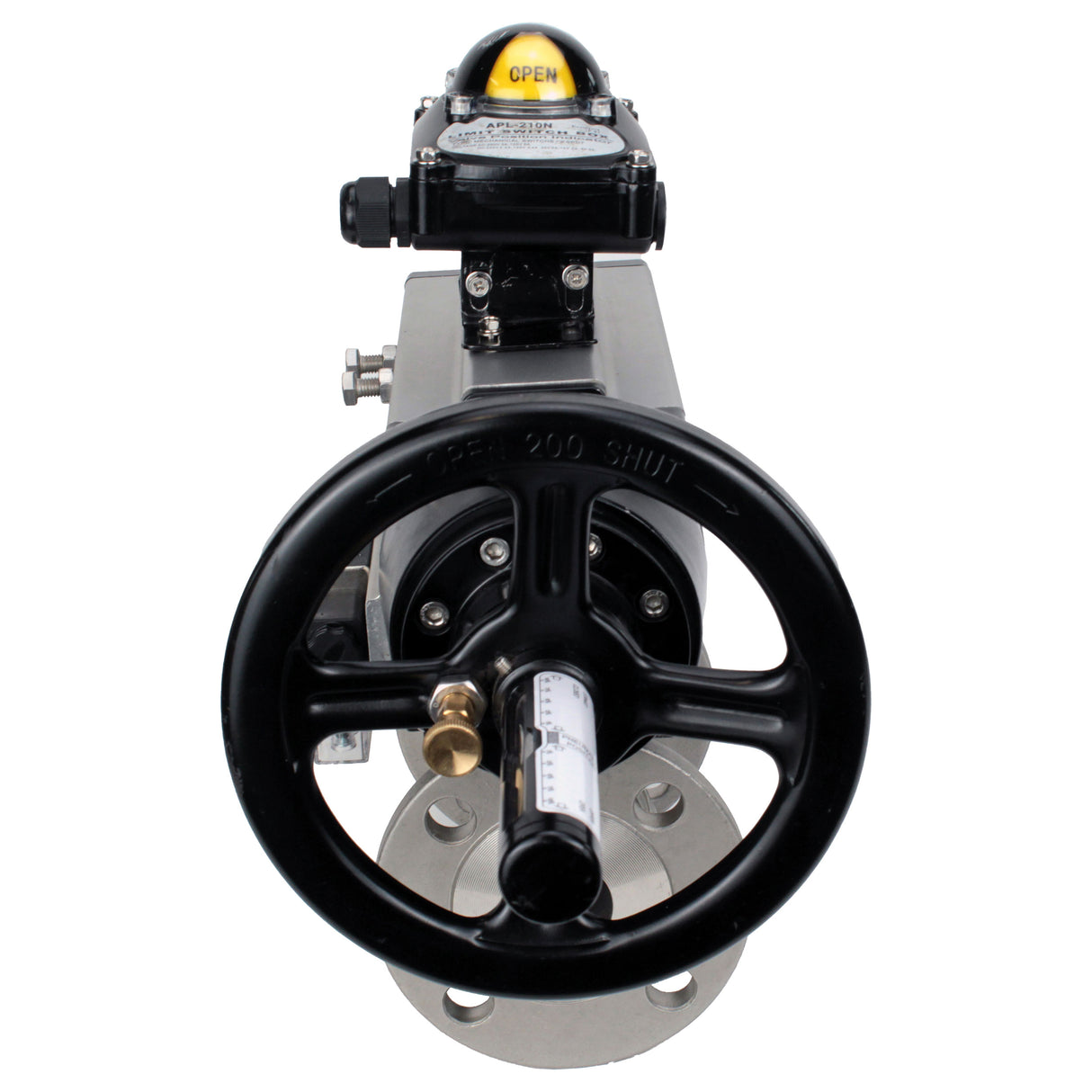 Ball valves Elephant BV3131P(3pc)-FP-F-ISO-H DN65-80 16 bar, three-piece full bore flanged, stainless steel SS304, seal - PTFE, with pneumatic actuator PA-DA-105-1 double acting, with pneumatic distributor 4M310-08 220V, with LSU APL-210N