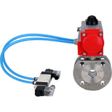 Vannes à boisseau sphérique Elephant BV3232P-FP-Fb-ISO-H 16 bar, passage intégral entre brides, acier inoxydable SS316, joint - PTFE, avec actionneur pneumatique double effet PA-DA, avec distributeur pneumatique 4V320-10 220V