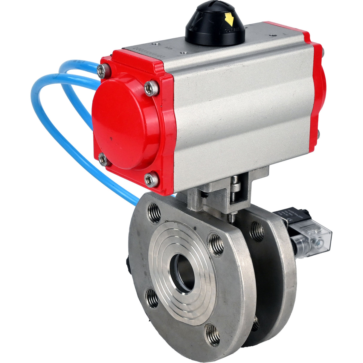 Vannes à boisseau sphérique Elephant BV3232P-FP-Fb-ISO-H 16 bar, passage intégral entre brides, acier inoxydable SS316, joint - PTFE, avec actionneur pneumatique double effet PA-DA, avec distributeur pneumatique 4V320-10 220V