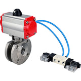 Vannes à boisseau sphérique Elephant BV3232P-FP-Fb-ISO-H 16 bar, passage intégral entre brides, acier inoxydable SS316, joint - PTFE, avec actionneur pneumatique double effet PA-DA, avec distributeur pneumatique 4V320-10 220V