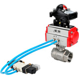 Ball valves Elephant BV3232P(2pc)-FP-T-ISO-H 16 bar, full bore coupling, stainless steel SS316, seal - PTFE, with pneumatic actuator PA-SA with return springs, with pneumatic distributor 4V320-08 220V, with LSU APL-210N
