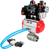 Ball valves Elephant BV3232P(2pc)-FP-T-ISO-H 16 bar, full bore coupling, stainless steel SS316, seal - PTFE, with double-acting PA-DA pneumatic actuator, with pneumatic distributor 4V320-10 220V, with LSU APL -410N EX, with ATU AFC2000