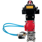 Vannes à boisseau sphérique Elephant BV3232P(3pc)-FP-W-ISO-H 16 bar/25, passage intégral à souder, acier inoxydable SS316, joint - PTFE, avec actionneur pneumatique double effet PA-DA, avec distributeur pneumatique 4V320-10 220V, avec BKV APL-410N EX