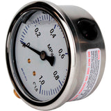 Manomètres anti-vibrations Elephant MB-311-R1.5, radiaux, acier inoxydable 304, classe de précision 1.5