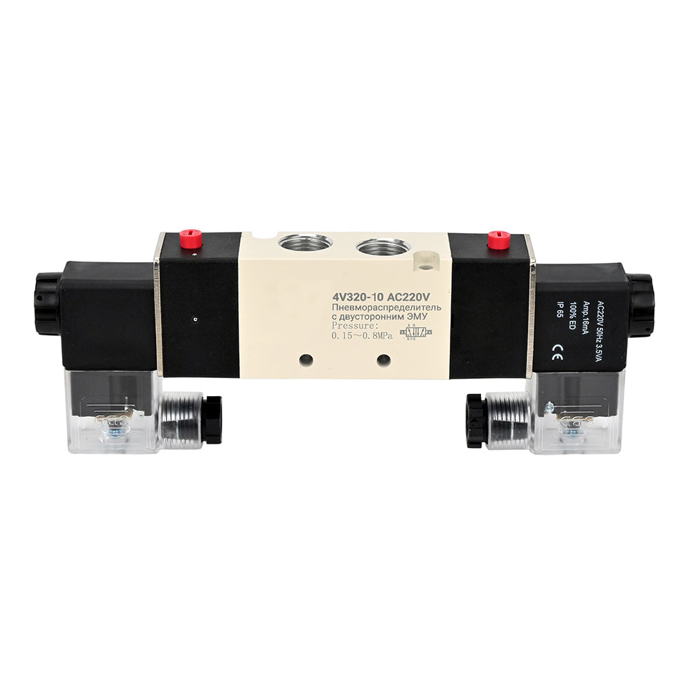 Distribuidor neumático Elephant 4V320 AC220V, canales de trabajo de 8 mm, con control electromagnético de dos vías