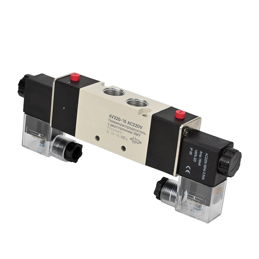 Distribuidor neumático Elephant 4V320 AC220V, canales de trabajo de 8 mm, con control electromagnético de dos vías