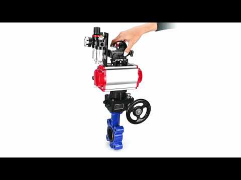 Vanne papillon d'eau Elephant WBV1616E-2W-Fb-H, matériau du corps - fonte QT450, matériau du disque - fonte QT450, joint - EPDM, actionneur pneumatique PA-DA double action, 4M310-08 220V, BKV APL-210N, volant MON, BPV AFC2000