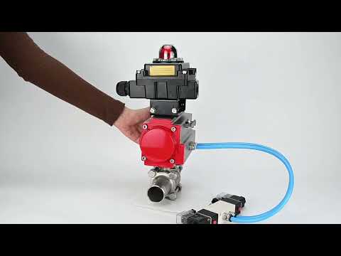 Vannes à boisseau sphérique Elephant BV3131P(3pc)-FP-W-ISO-H LONG DN10-150 passage intégral, corps - acier inoxydable 304, à souder, avec actionneur pneumatique PA-DA, distributeur pneumatique 4V320-10 220V et bloc de fin de course APL-410N EX