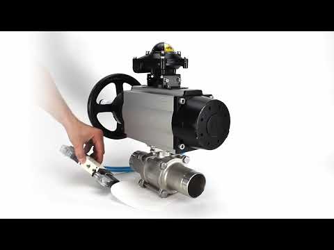 Ball valves Elephant BV3232P(3pc)-FP-W-ISO-H LONG,  body material - Stainless steel AISI 316, seal - PTFE / PTFE / Teflon, with pneumatic actuator double action PA-DA-105-1, 4V320-10 220V, LSU APL-210N