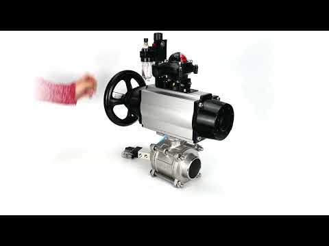 Ball valves Elephant BV3232P(3pc)-FP-W-ISO-H,  body material - Stainless steel AISI 316, seal - PTFE / PTFE / Teflon, with pneumatic actuator double action PA-DA-105-1, 4V320-08 220V, LSU APL-210N, ATU AFC2000