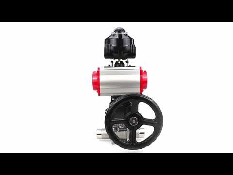 Ball valves Elephant BV3131P(3pc)-FP-W-ISO-H LONG DN50-150 full bore, body - stainless steel 304, for welding, with PA-DA pneumatic actuator, pneumatic distributor 4M310-08 24V, MON gearbox and block limit switches APL-510N EX
